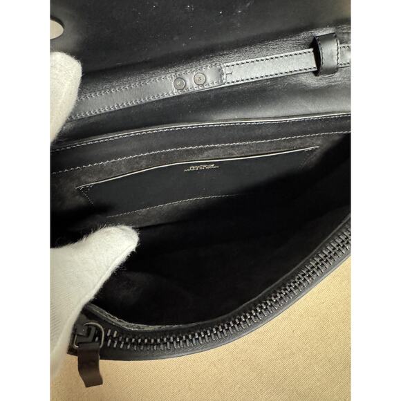 Facine Crossbody Bag Womens Black Silver Chain Strap Envelope Flap Made Spain - Picture 12 of 12